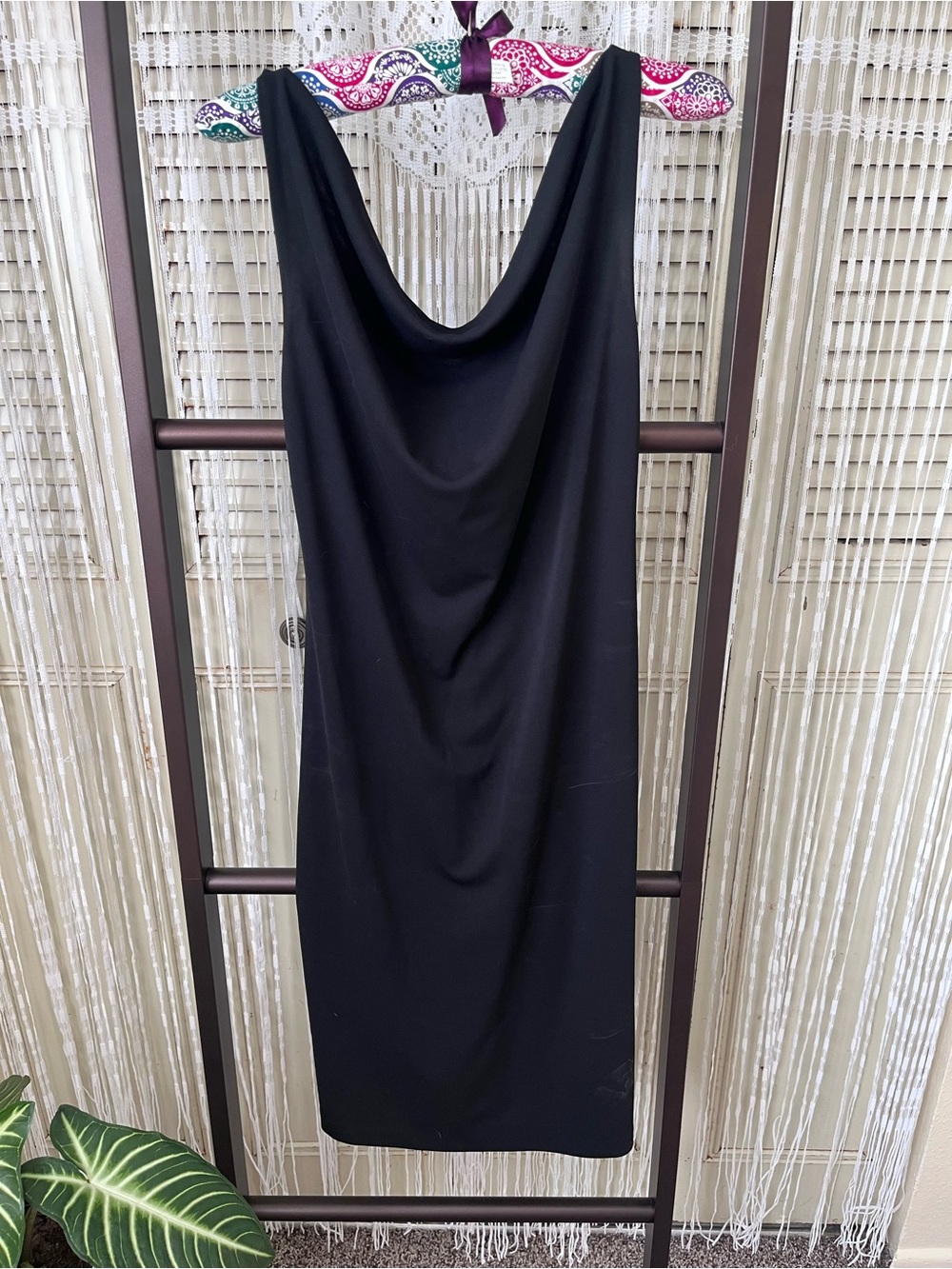 Express Black Cowl Neck Midi Dress